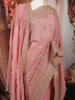 Dusty Rose Pink Floral Vine Zari Embroidered Design Georgette Saree with Matching Grand Dupatta
