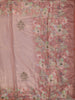 Dusty Rose Pink Floral Zardozi Embroidered Design Pure Tissue Silk Party Wear Saree with Floral Border