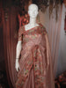 Dusty Rose Pink Floral Zardozi Embroidered Design Pure Tissue Silk Party Wear Saree with Floral Border