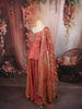 Dusty Rose Pink Floral Zardozi Embroidered Design Tissue Silk Fancy Wear Peplum Palazzo Suit with Matching Dupatta