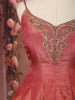 Dusty Rose Pink Floral Zardozi Embroidered Design Tissue Silk Fancy Wear Peplum Palazzo Suit with Matching Dupatta