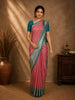Dusty Rose Pink Floral Zari Woven Design Art Silk Fancy Wear Saree with Contrast Border