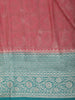 Dusty Rose Pink Floral Zari Woven Design Art Silk Fancy Wear Saree with Contrast Border