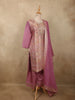 Dusty Rose Pink Floral Zari Woven Design Banarasi Silk Salwar Suit