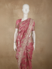 Dusty Rose Pink Floral Sequins and Beads Embroidered Design Pure Banarasi Designer Saree