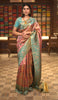 Dusty Rose Pink Floral Zari Woven Design Pure Kanchipuram Silk Saree with Contrast Border
