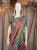 Dusty Rose Pink Floral Zari Woven Design Pure Kanchipuram Silk Saree with Contrast Border
