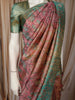 Dusty Rose Pink Floral Zari Woven Design Pure Kanchipuram Silk Saree with Contrast Border