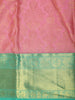 Dusty Rose Pink Floral Zari Woven Design Pure Kanchipuram Silk Saree with Contrast Zari Border