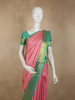 Dusty Rose Pink Floral Zari Woven Design Pure Kanchipuram Silk Saree with Contrast Zari Border