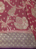 Dusty Rose Pink Floral Zari Woven Design Pure Tussar Saree with Contrast Brocade Border