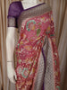 Dusty Rose Pink Floral Zari Woven Design Pure Tussar Saree with Contrast Brocade Border