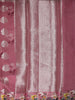 Dusty Rose Pink Floral Zari Woven Design Soft Silk Festive Saree with Floral Border