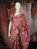 Dusty Rose Pink Floral Zari Woven Design Soft Silk Festive Saree with Floral Border