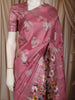 Dusty Rose Pink Floral Zari Woven Design Soft Silk Festive Saree with Floral Border