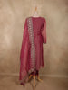 Dusty Rose Pink Floral Zari and Beads Embroidered Design Tissue Silk Straight Cut Salwar Suit