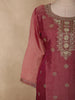 Dusty Rose Pink Floral Zari and Beads Embroidered Design Tissue Silk Straight Cut Salwar Suit