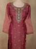 Dusty Rose Pink Floral Zari and Beads Embroidered Design Tissue Silk Straight Cut Salwar Suit