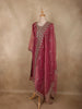 Dusty Rose Pink Floral Zari and Beads Embroidered Design Tissue Silk Straight Cut Salwar Suit