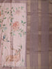 Dusty Rose Pink Floral and Animal Motif Printed Design Tussar Saree