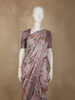 Dusty Rose Pink Floral and Animal Motif Printed Design Tussar Saree