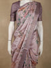 Dusty Rose Pink Floral and Animal Motif Printed Design Tussar Saree