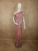Dusty Rose Pink Floral sequins and Thread Embroidered Design Net Designer Saree with Designer Border