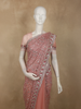Dusty Rose Pink Floral sequins and Thread Embroidered Design Net Designer Saree with Designer Border
