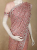 Dusty Rose Pink Floral sequins and Thread Embroidered Design Net Designer Saree with Designer Border