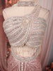 Dusty Rose Pink Heavy Beads Embroidered Design Sequins Party Wear Indo Western Lehenga Skirt Top with Full Beads Choker Dupatta