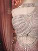 Dusty Rose Pink Heavy Beads Embroidered Design Sequins Party Wear Indo Western Lehenga Skirt Top with Full Beads Choker Dupatta