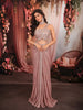 Dusty Rose Pink Heavy Beads Embroidered Design Sequins Party Wear Indo Western Lehenga Skirt Top with Full Beads Choker Dupatta