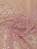 Dusty Rose Pink Heavy Sequin Embroidered Net Saree - Diadem