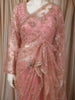 Dusty Rose Pink Heavy Sequins and  Beads Embroidered Design Net Party Wear Saree with Matching Stitched Full Sleeve Designer Blouse