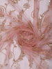 Dusty Rose Pink Heavy Sequins and  Beads Embroidered Design Net Party Wear Saree with Matching Stitched Full Sleeve Designer Blouse
