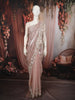Dusty Rose Pink Heavy Sequins and Beads Embroidered Design Pure Organza Party Wear Saree with Designer Border