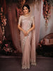 Dusty Rose Pink Heavy Sequins and Beads Embroidered Design Pure Organza Party Wear Saree with Designer Border