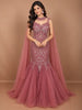 Dusty Rose Pink Heavy Sequins and Stone Embellished Design Net Mermaid Party Wear Lehenga with Matching Choker Dupatta