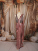 Dusty Rose Pink Heavy Silver Beads Embroidered Design Holographic Ready to Wear Party Saree with Designer Blouse