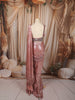 Dusty Rose Pink Heavy Silver Beads Embroidered Design Holographic Ready to Wear Party Saree with Designer Blouse
