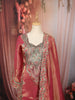 Dusty Rose Pink Paisley Sequins and Zari Embroidered Design Tissue Organza Sharara Suit With Matching Dupatta
