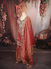 Dusty Rose Pink Paisley Sequins and Zari Embroidered Design Tissue Organza Sharara Suit With Matching Dupatta
