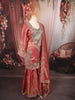 Dusty Rose Pink Paisley Sequins and Zari Embroidered Design Tissue Organza Sharara Suit With Matching Dupatta