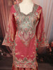 Dusty Rose Pink Paisley Sequins and Zari Embroidered Design Tissue Organza Sharara Suit With Matching Dupatta
