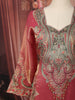 Dusty Rose Pink Paisley Sequins and Zari Embroidered Design Tissue Organza Sharara Suit With Matching Dupatta