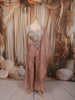 Dusty Rose Pink Peacock Motif Sequins and Beads Embroidered Design Tissue Silk Party Wear Indo Western Palazzo Suit with Matching Dupatta