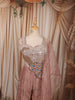 Dusty Rose Pink Peacock Motif Sequins and Beads Embroidered Design Tissue Silk Party Wear Indo Western Palazzo Suit with Matching Dupatta