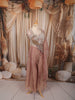 Dusty Rose Pink Peacock Motif Sequins and Beads Embroidered Design Tissue Silk Party Wear Indo Western Palazzo Suit with Matching Dupatta