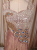Dusty Rose Pink Peacock Motif Sequins and Beads Embroidered Design Tissue Silk Party Wear Indo Western Palazzo Suit with Matching Dupatta