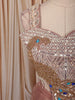 Dusty Rose Pink Peacock Motif Sequins and Beads Embroidered Design Tissue Silk Party Wear Indo Western Palazzo Suit with Matching Dupatta